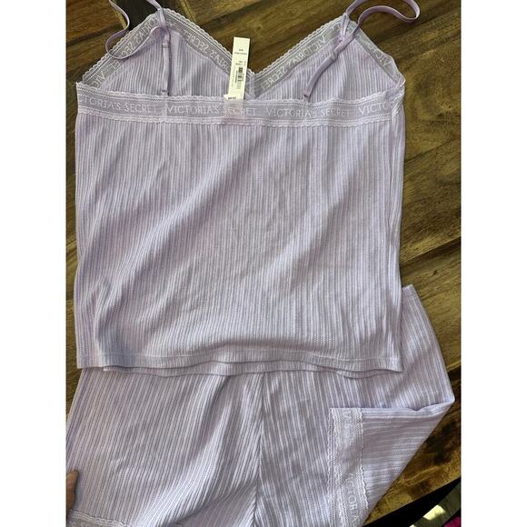 NWT Victoria's Secret Purple Lace-Trim Pointelle Cami & Shorts Set Size Medium - Picture 9 of 10